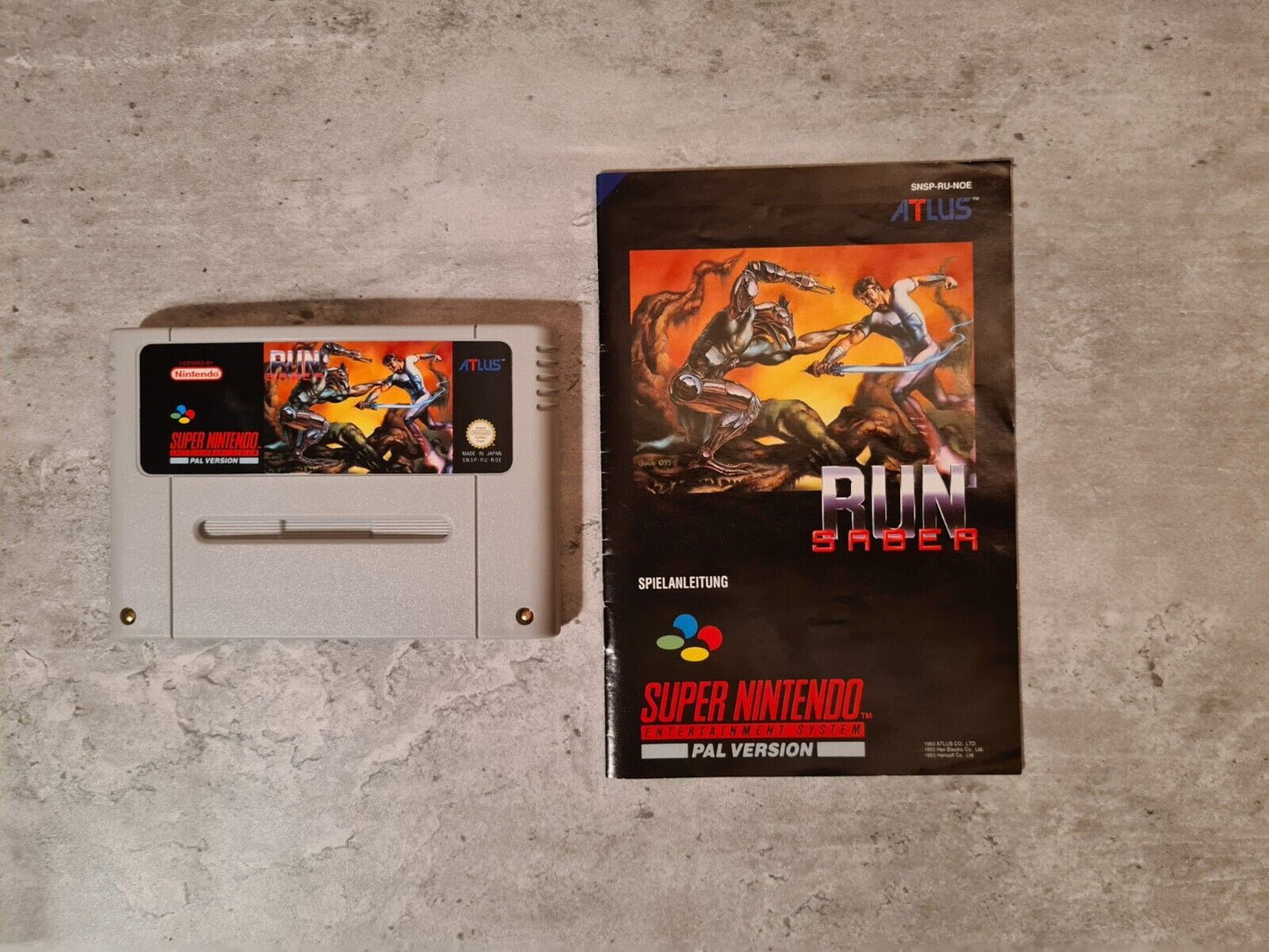 SNES Super Nintendo Run Saber mit OVP und Anleitung NOE - T-Retro-Games