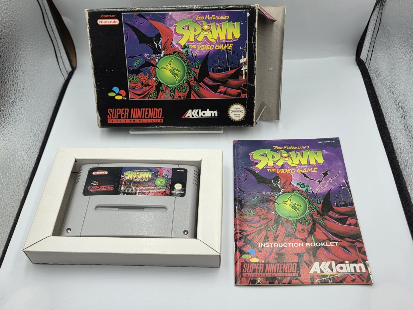 SNES Super Nintendo Todd McFarlane's Spawn mit OVP und Anleitung EUR - T-Retro-Games