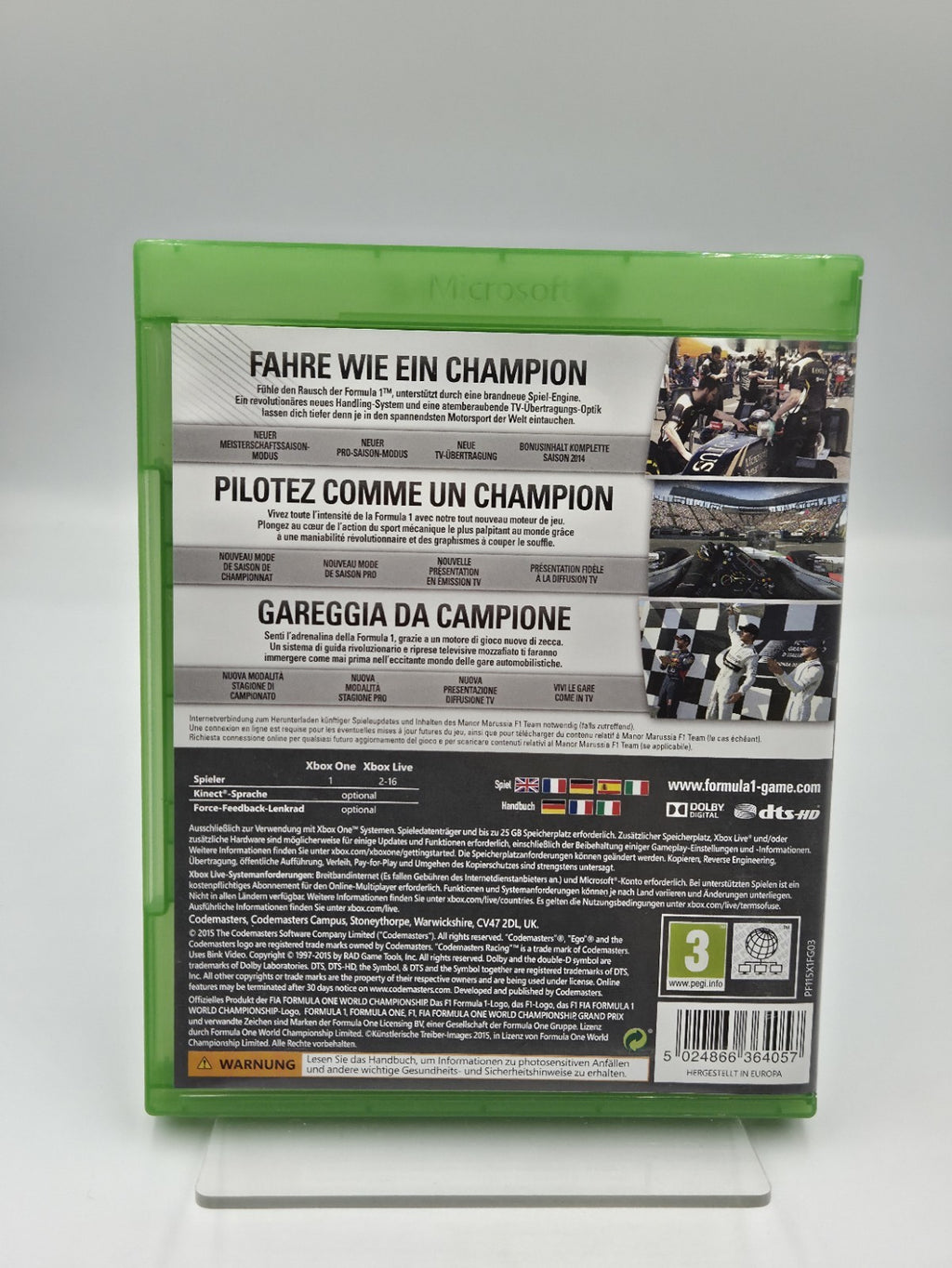 XBOXOne Spiel F1 2015 mit OVP und Anleitung Multilingual