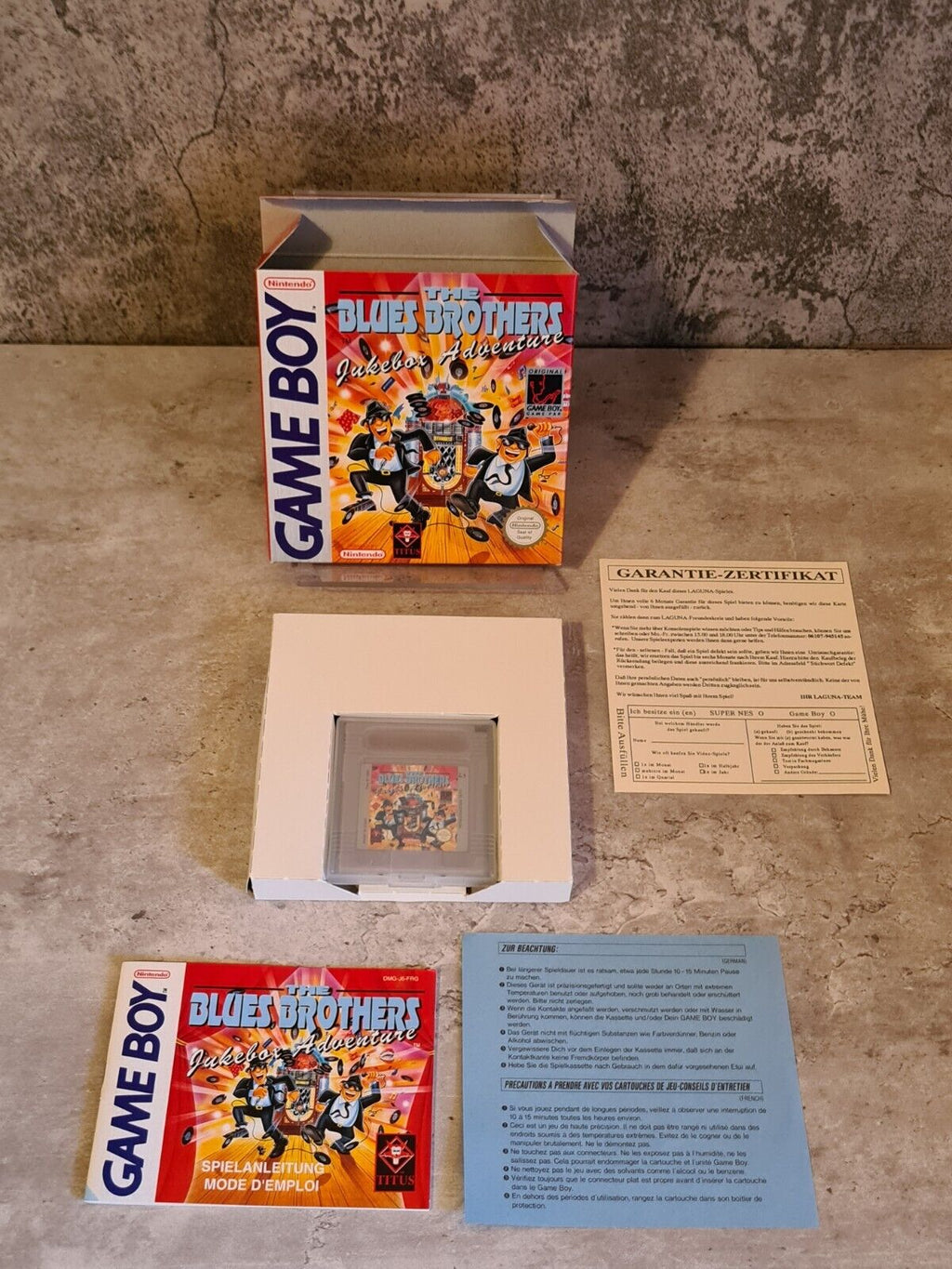 Game Boy Classic The Blues Brothers Jukebox Adventures mit OVP und Anleitung FRG - T-Retro-Games 