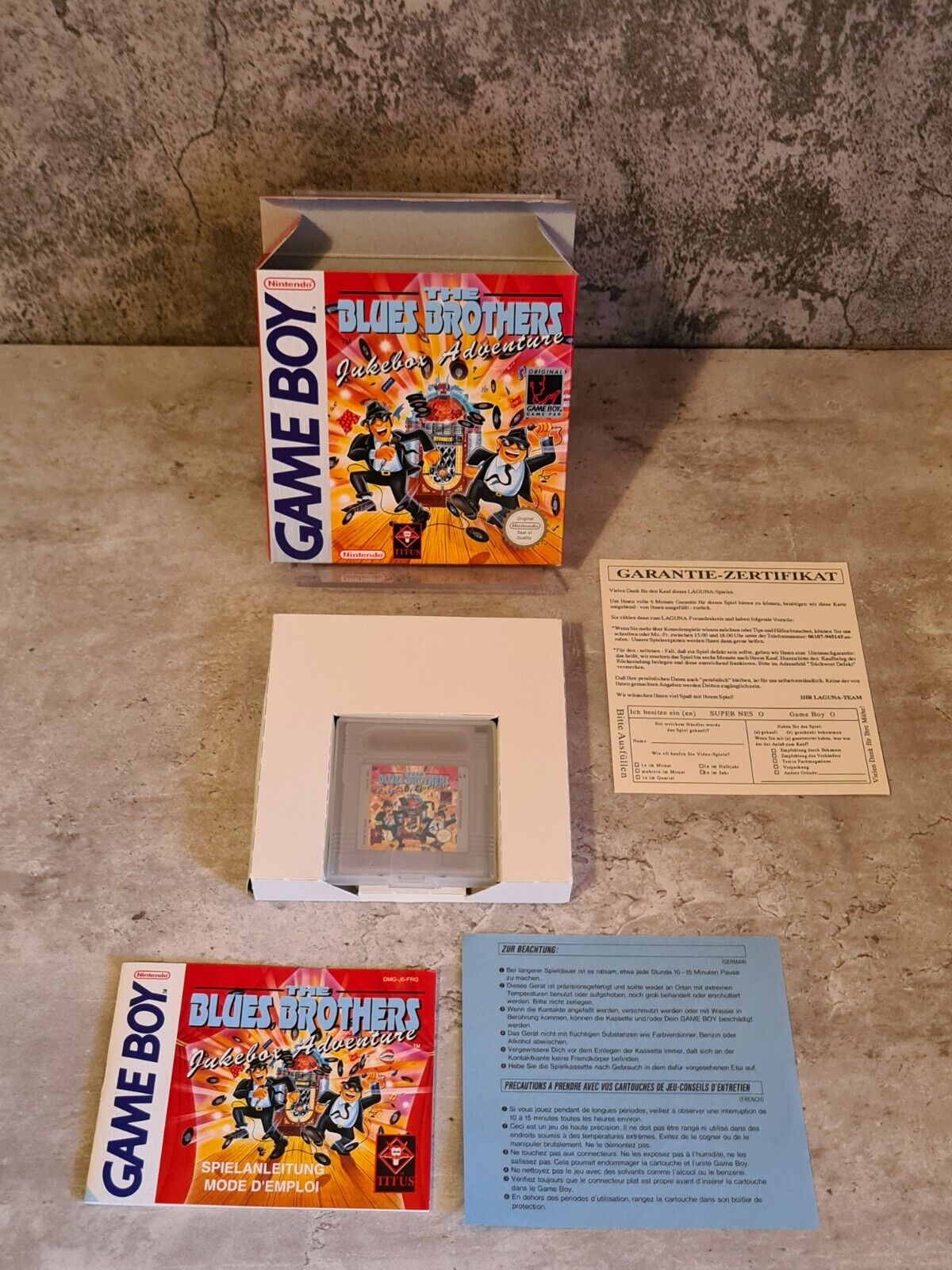 Game Boy Classic The Blues Brothers Jukebox Adventures mit OVP und Anleitung FRG - T-Retro-Games 