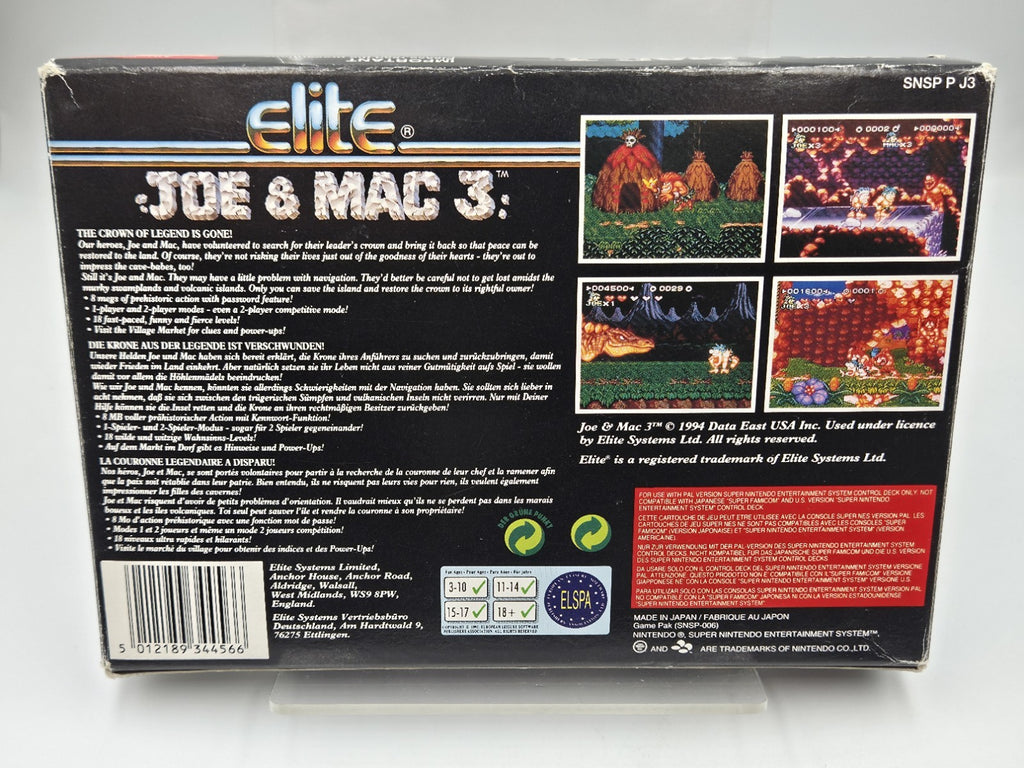 SNES Super Nintendo Spiel Joe & Mac 3 mit OVP und Anleitung EUR