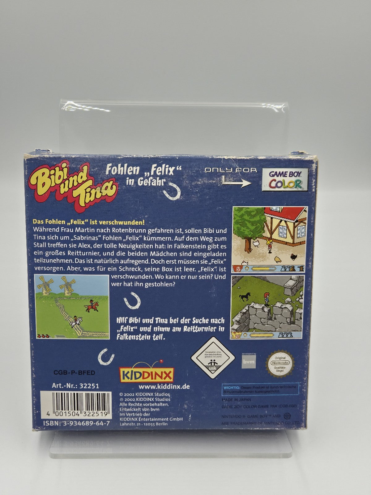 Game Boy Color Bibi und Tina Fohlen Felix in Gefahr mit OVP und Anleitung NOE