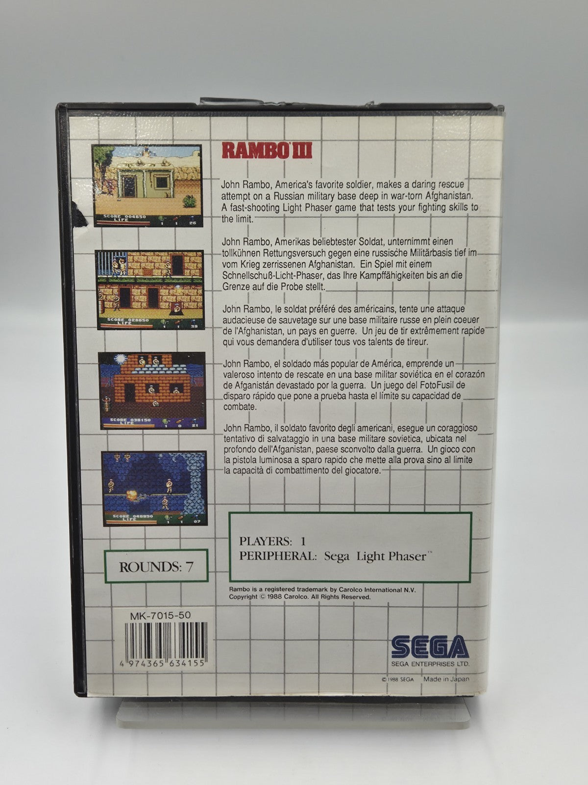 Sega Master System Spiel Rambo III mit OVP und Anleitung Multi Language 