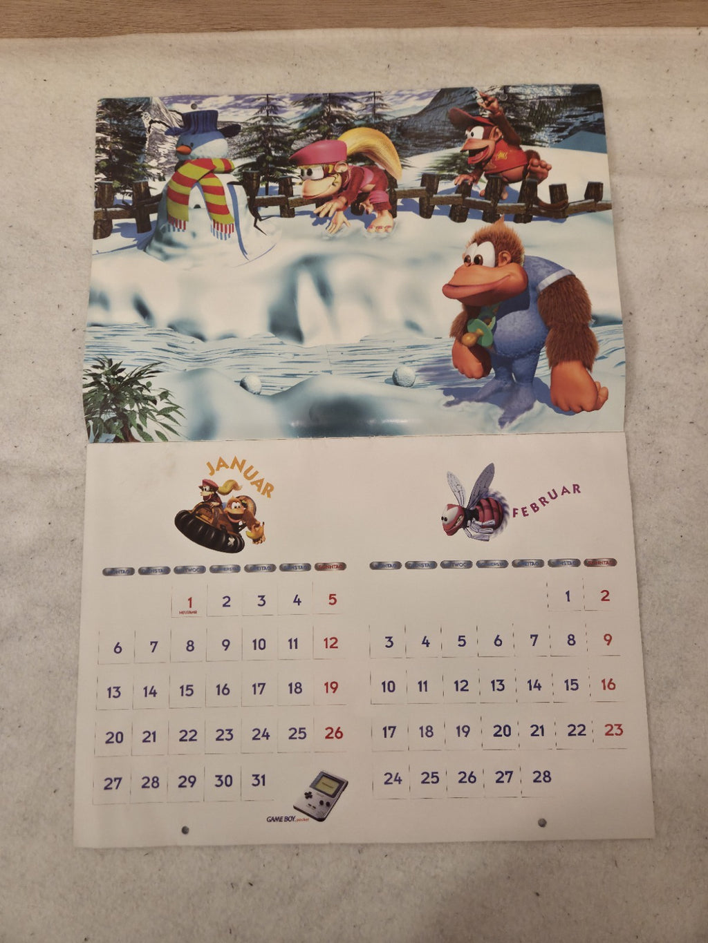 N64 Nintendo 64 Donkey Kong Kalender Calendar 1997 Nintendo