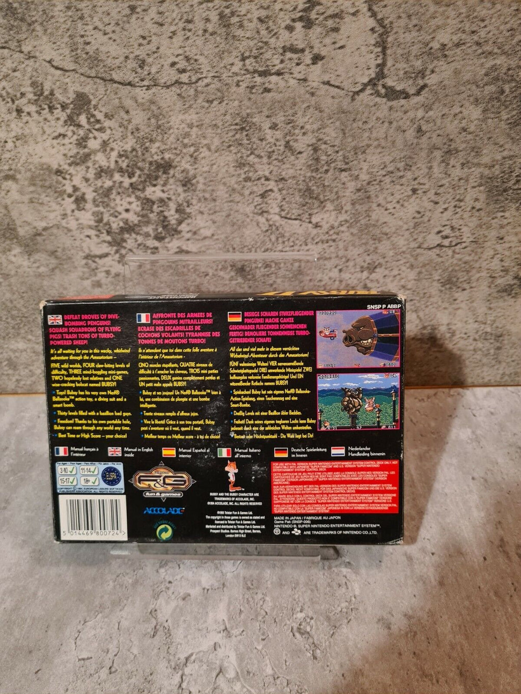 SNES Super Nintendo Bubsy II mit OVP und Anleitung EUR - T-Retro-Games 