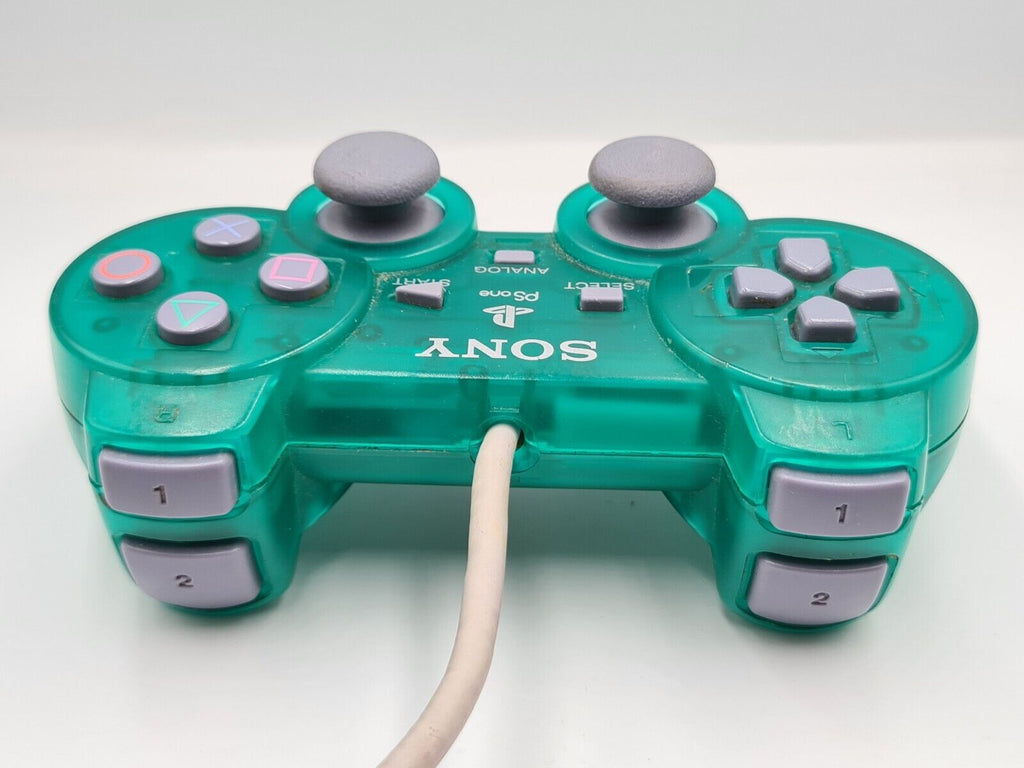 PS1 Playstation 1 Dual-Shock Controller Joystick Emerald Transparent SCPH-1200 - T-Retro-Games 
