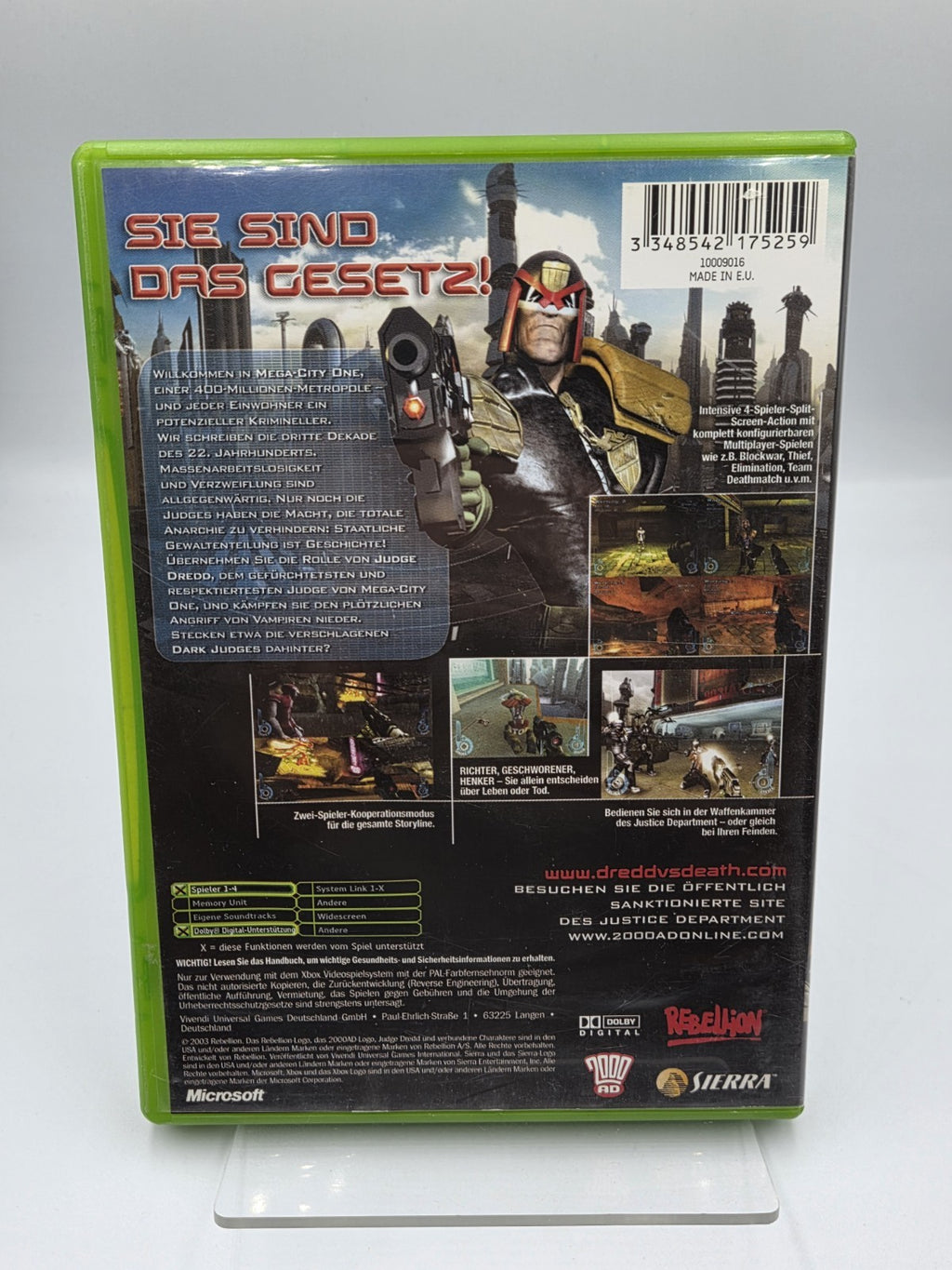 XBOX Spiel Judge Dredd Dredd VS Death mit OVP und Anleitung Deutsch 