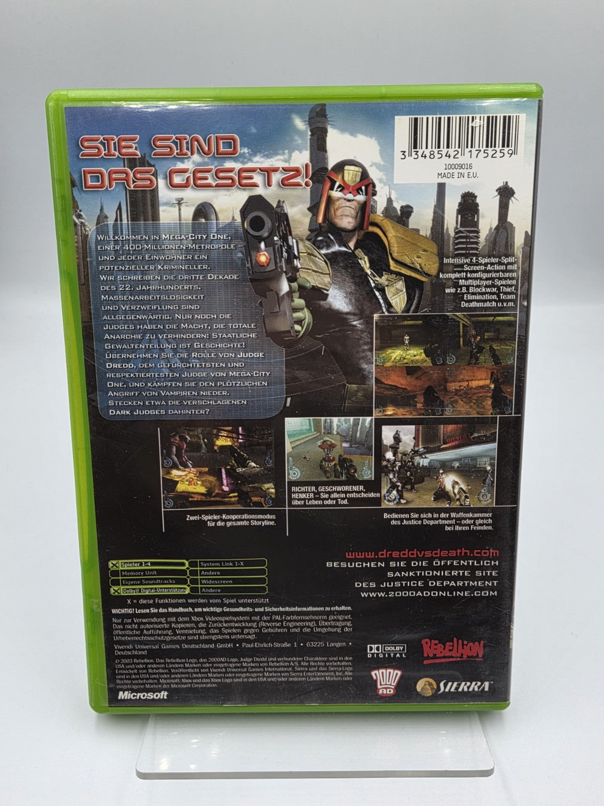 XBOX Spiel Judge Dredd Dredd VS Death mit OVP und Anleitung Deutsch 