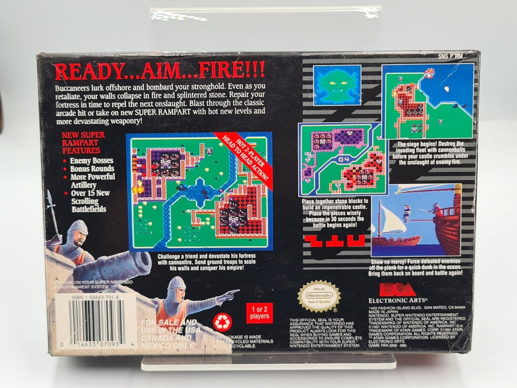 SNES Super Nintendo Rampart mit OVP und Anleitung NTSC-USA - T-Retro-Games 