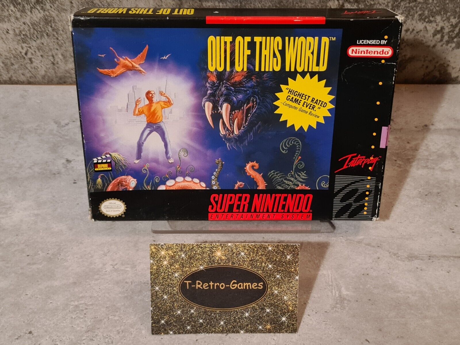 SNES Super Nintendo Out Of This World mit OVP und Anleitung NTSC-USA - T-Retro-Games 