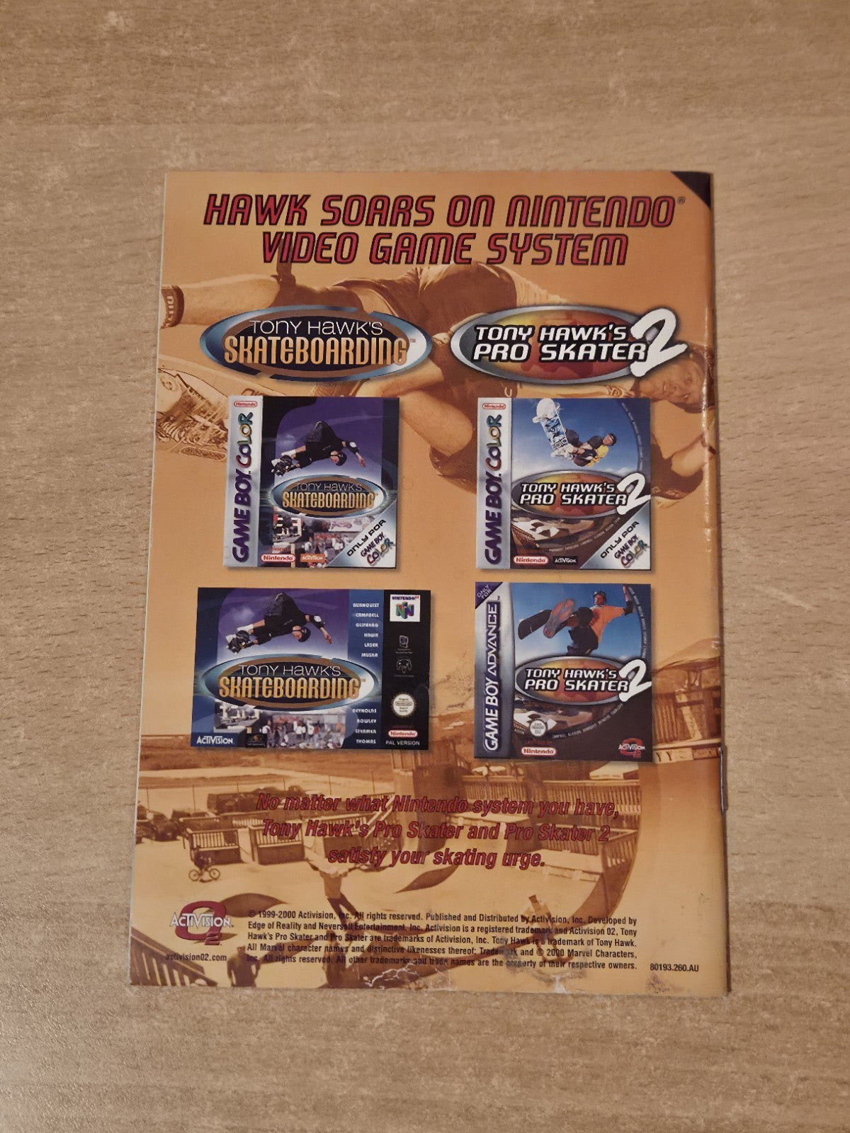 N64 Nintendo 64 Tony Hawk's Pro Skater 2 Instruction Booklet AUS