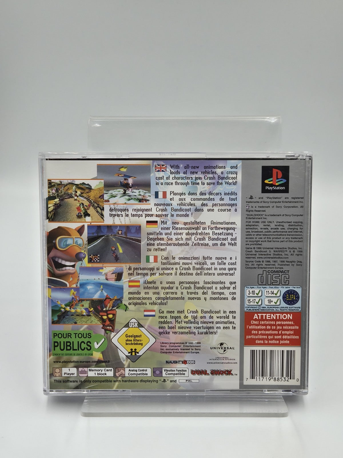 PS1 Playstation 1 Spiel Crash Bandicoot 3 Warped + OVP + Anleitung Multilingual