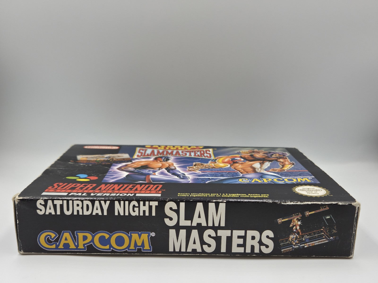 SNES Super Nintendo Saturday Night Slammasters Leer OVP Empty Box ESP