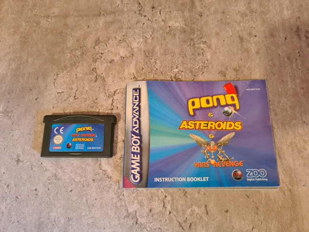 Gameboy Advance Pong + Asteroids + Yars Revenge mit OVP und Anleitung EUR - T-Retro-Games 