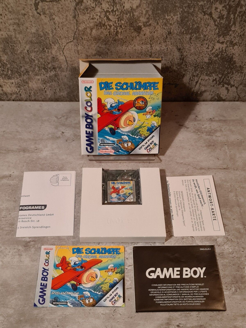 Game Boy Color Die Schlümpfe Das Grosse Abenteuer mit OVP und Anleitung NOE - T-Retro-Games 