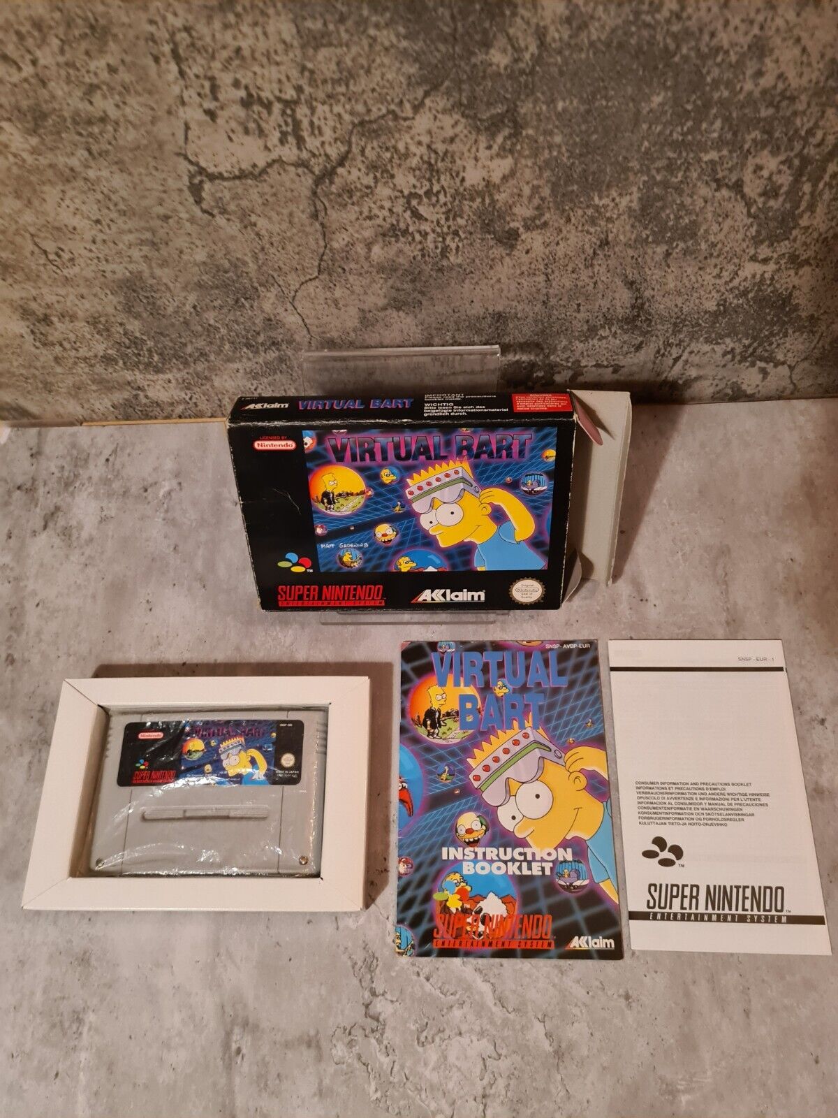 SNES Super Nintendo Virtual Bart mit OVP und Anleitung EUR - T-Retro-Games 