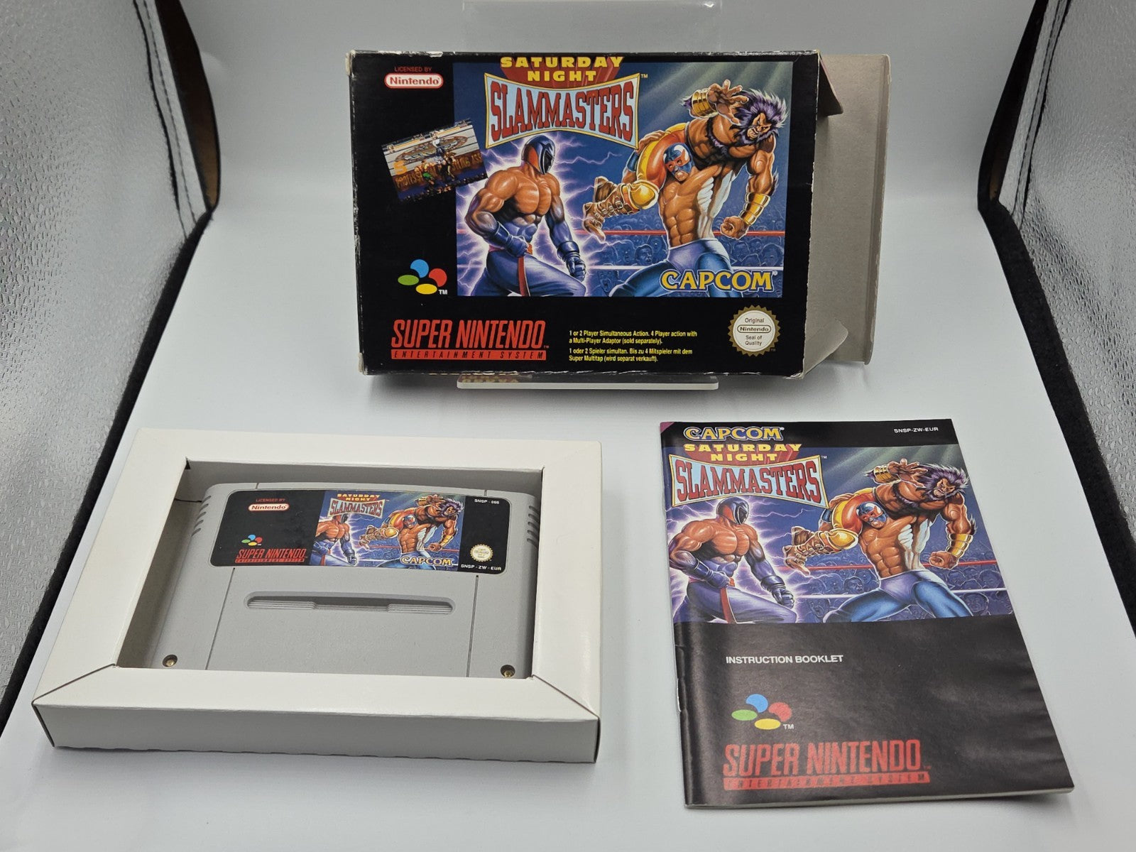 SNES Super Nintendo Spiel Saturday Night Slammasters mit OVP und Anleitung EUR