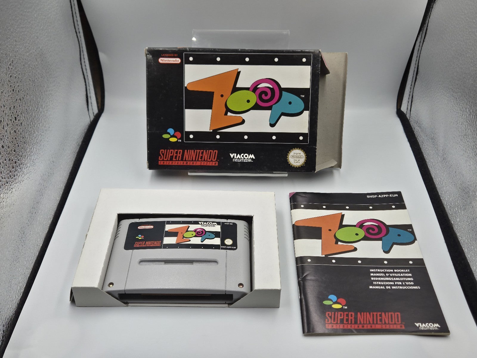 SNES Super Nintendo Spiel Zoop mit OVP und Anleitung EUR
