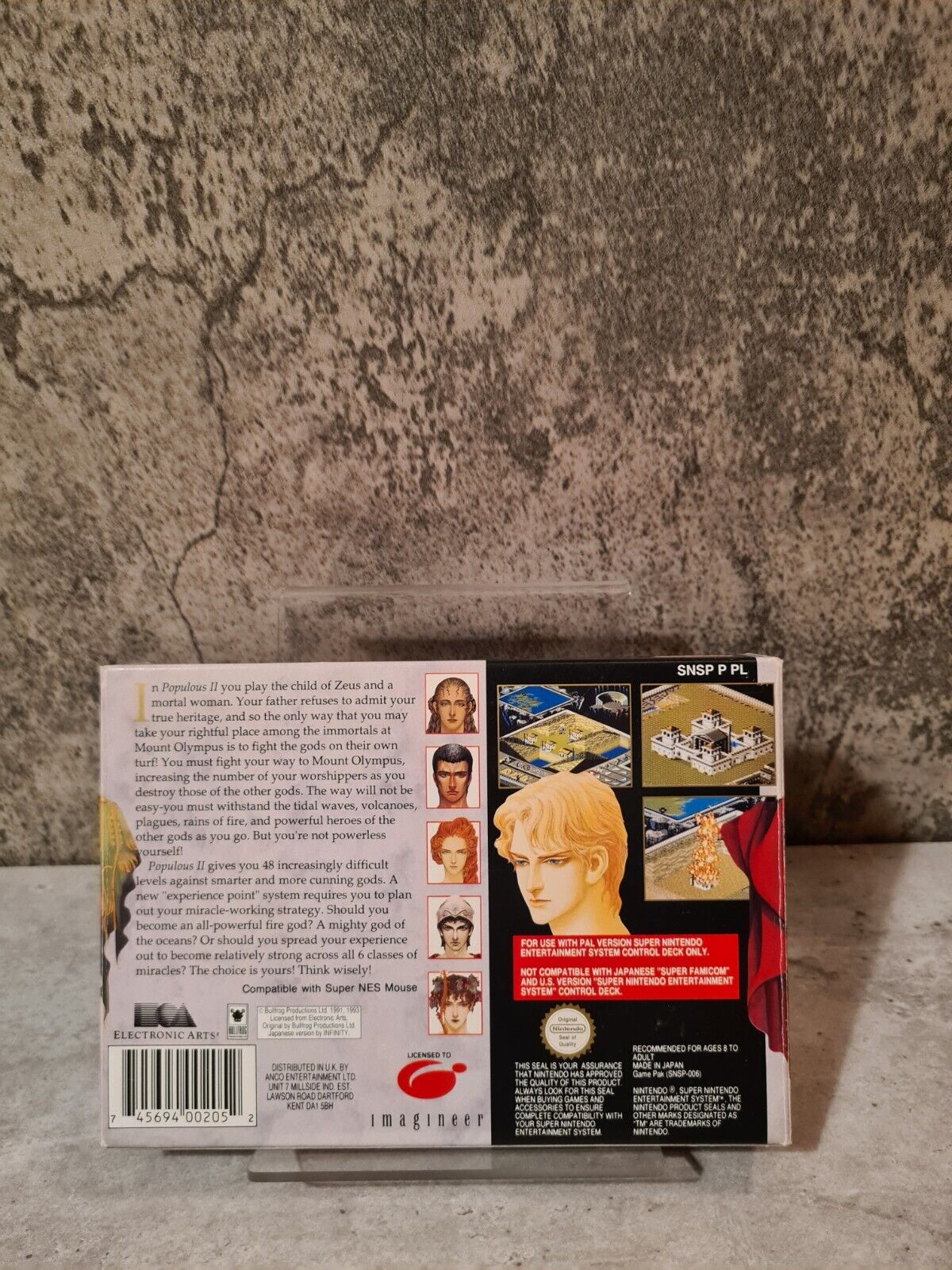 SNES Super Nintendo Populous II Trials of The Olympian Gods + OVP Anleitung UKV - T-Retro-Games 