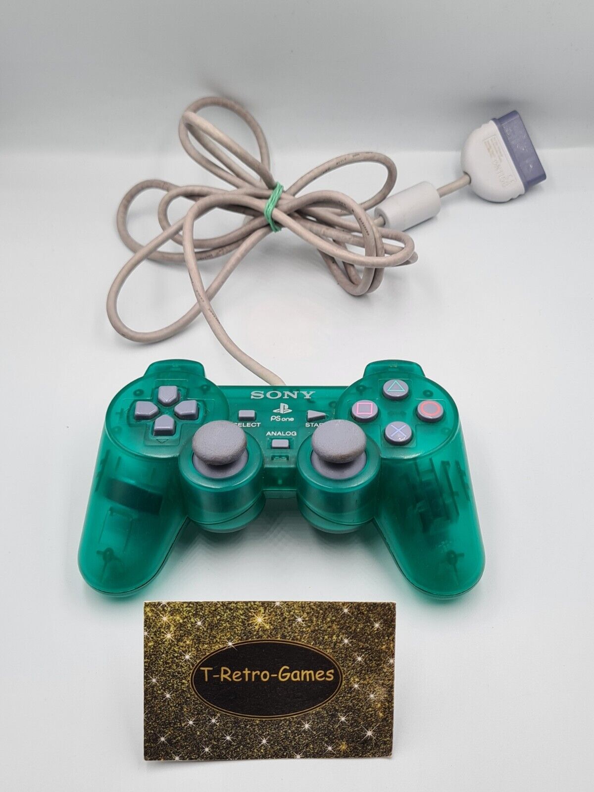PS1 Playstation 1 Dual-Shock Controller Joystick Emerald Transparent SCPH-1200 - T-Retro-Games 