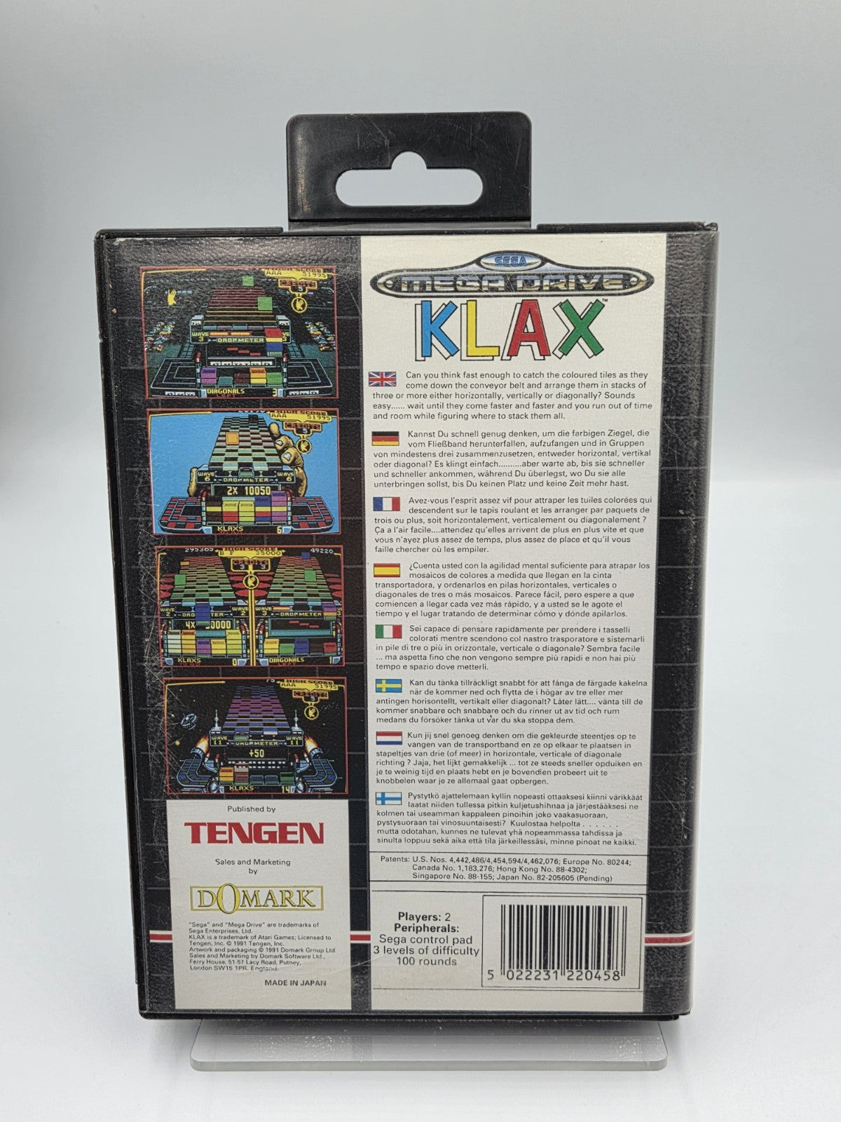 Sega Mega Drive Spiel Klax mit OVP und Anleitung Multilingual 