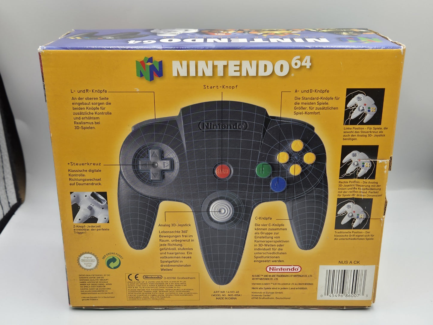 N64 Nintendo 64 Controller Joystick  Schwarz Black OVP EUR