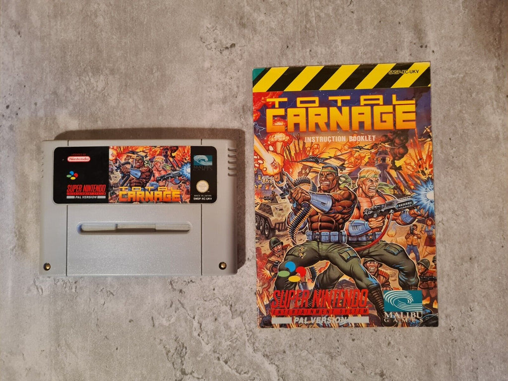 SNES Super Nintendo Total Carnage mit OVP und Anleitung UKV - T-Retro-Games 