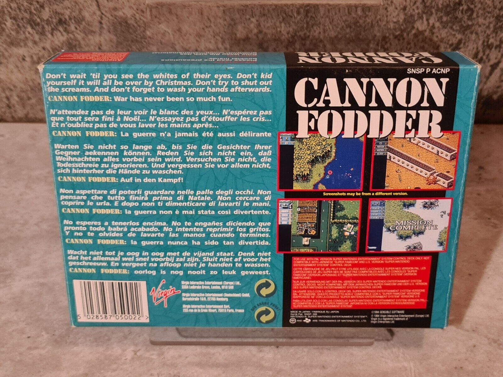 SNES Super Nintendo Cannon Fodder mit OVP und Anleitung EUR - T-Retro-Games 