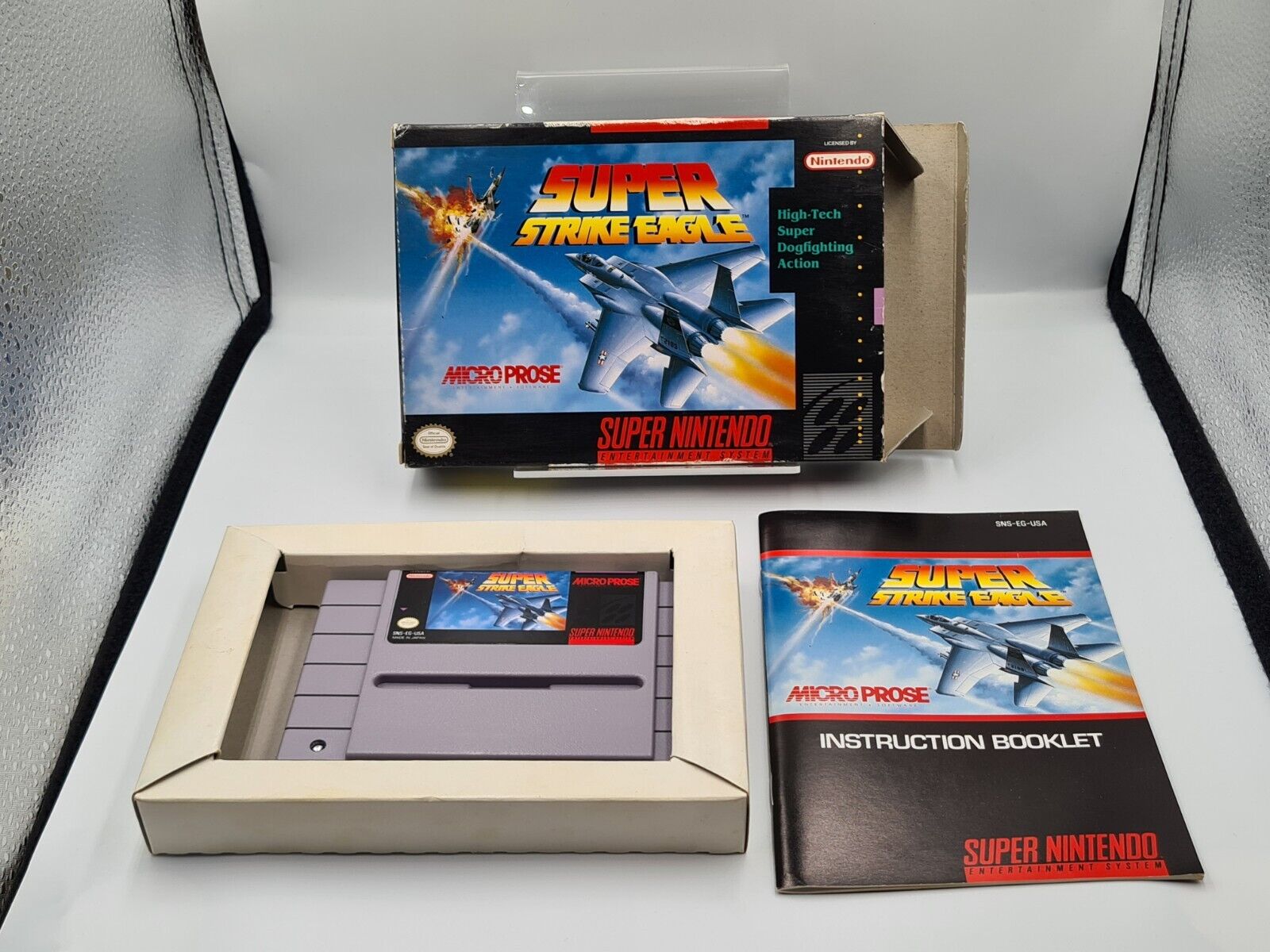 SNES Super Nintendo Super Strike Eagle mit OVP und Anleitung NTSC USA - T-Retro-Games 