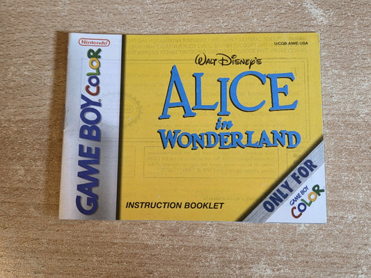 Game Boy Color Spielanleitung Walt Disney's Alice in Wonderland USA