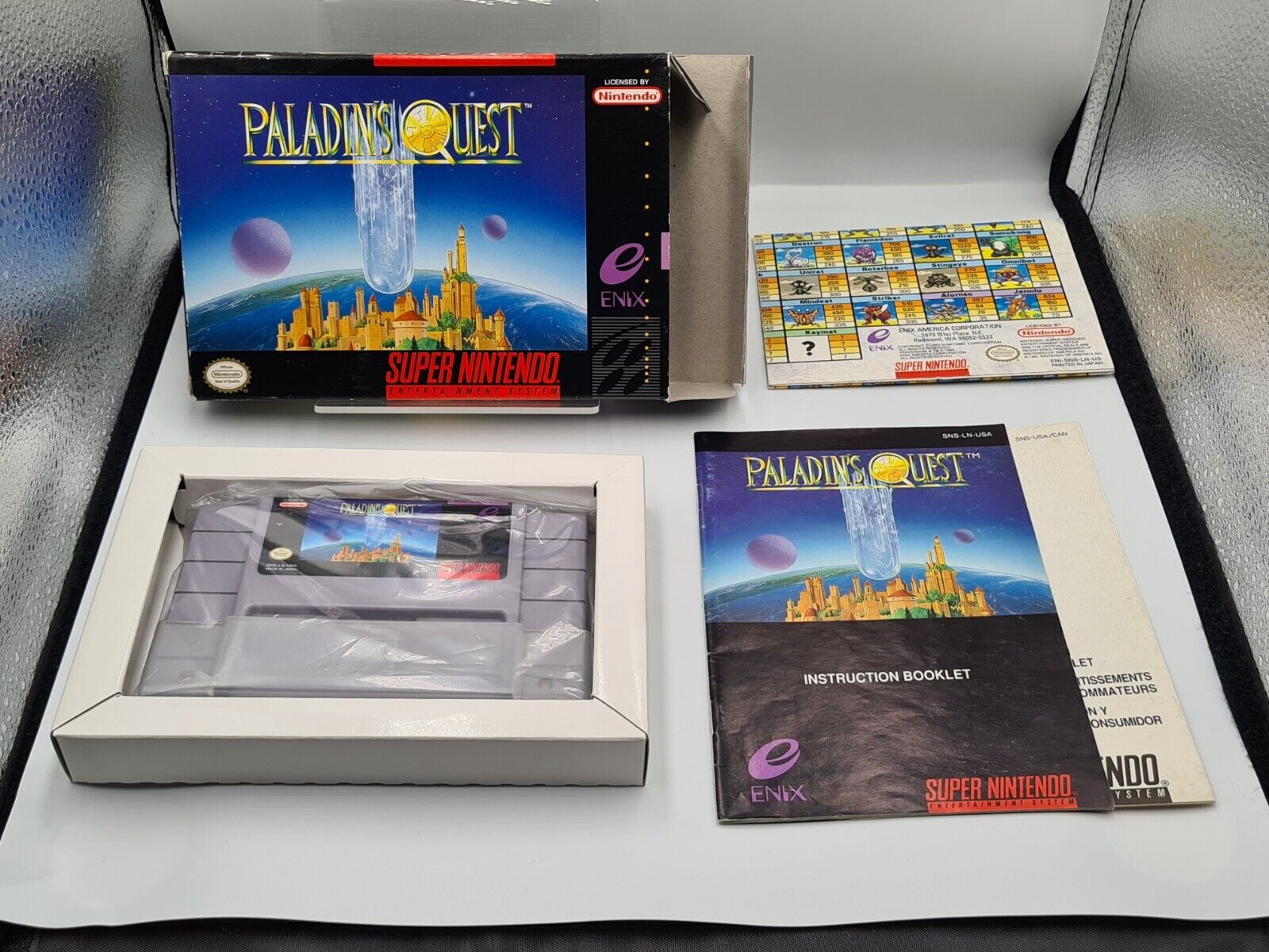 SNES Super Nintendo Paladin's Quest mit OVP und Anleitung + Karte NTSC-USA - T-Retro-Games 