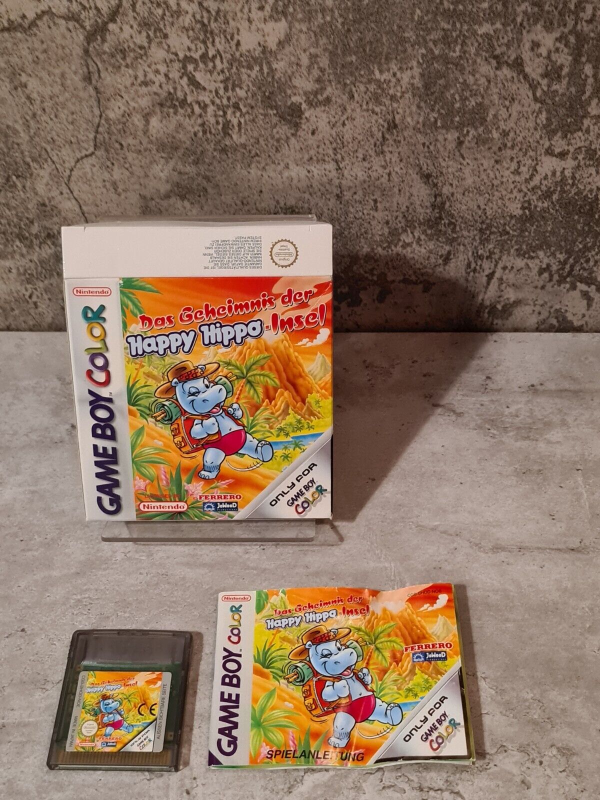 Gameboy Color Das Geheimnis der Happy Hippo Insel mit OVP und Anleitung NOE - T-Retro-Games 