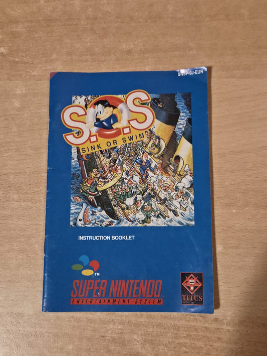 SNES Super Nintendo S.O.S. Sink or Swim Spielanleitung Instruction Booklet EUR