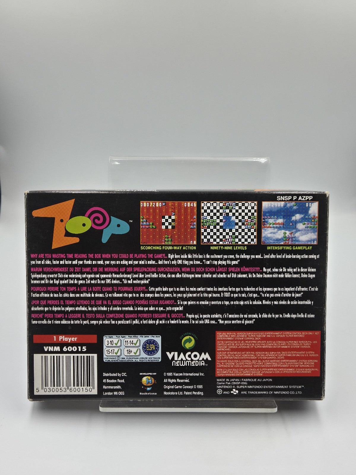SNES Super Nintendo Spiel Zoop mit OVP und Anleitung EUR