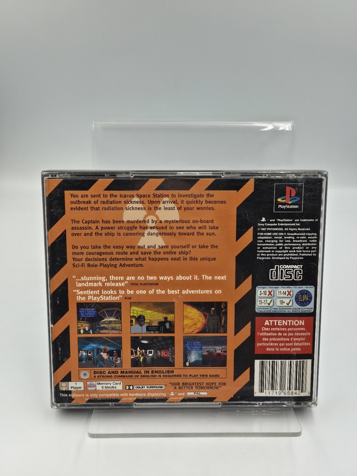 PS1 Playstation 1 Spiel Sentient mit OVP und Anleitung Englisch