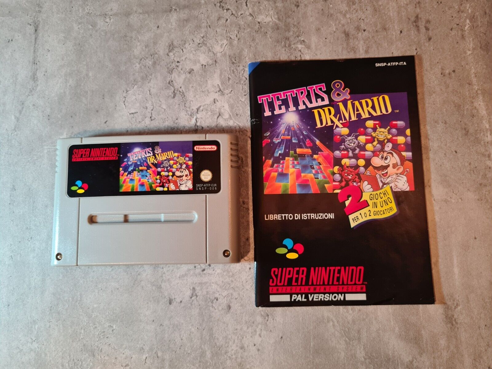 SNES Super Nintendo Tetris & Dr. Mario mit OVP und Anleitung ITA - T-Retro-Games 