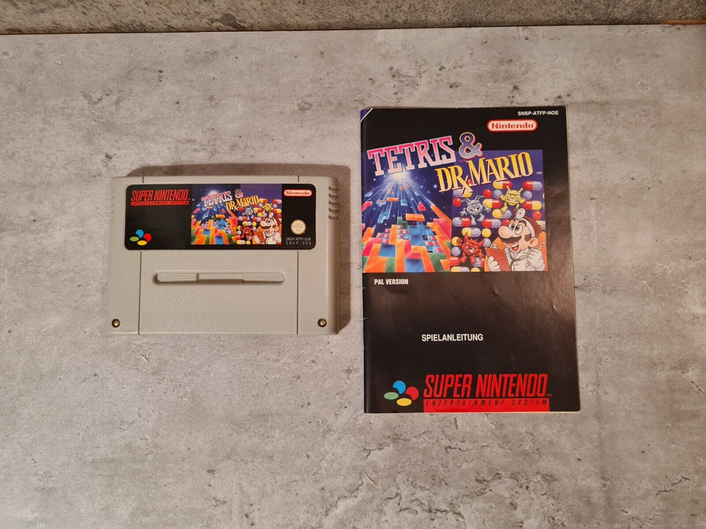 SNES Super Nintendo Tetris & Dr. Mario mit OVP und Anleitung NOE - T-Retro-Games 