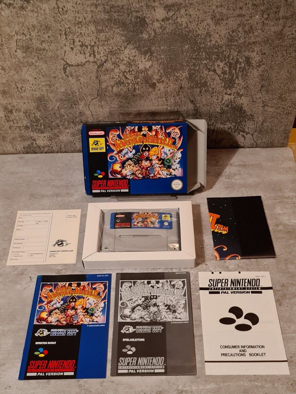 SNES Super Nintendo Super Adventure Island II mit OVP und Anleitung + Poster UKV - T-Retro-Games 