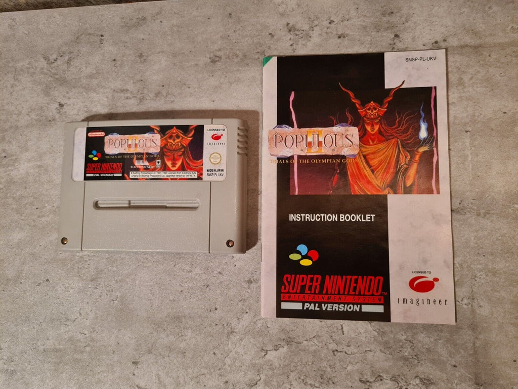 SNES Super Nintendo Populous II Trials of The Olympian Gods + OVP Anleitung UKV - T-Retro-Games 