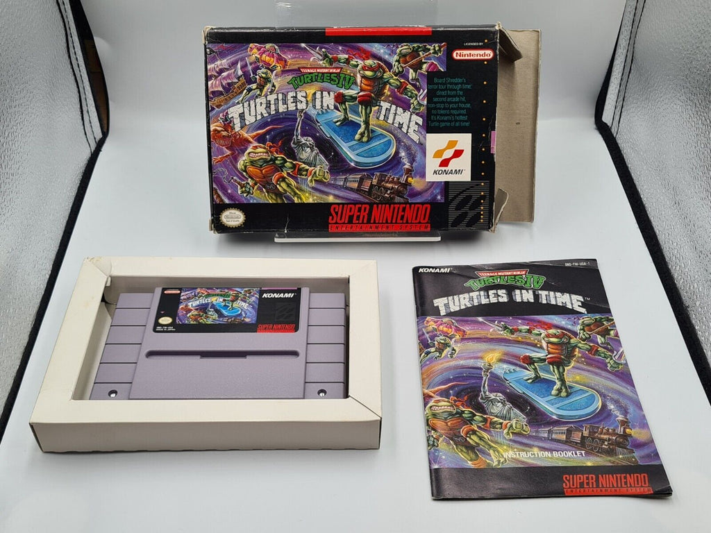 SNES Super Nintendo Turtles in Time mit OVP und Anleitung NTSC-USA - T-Retro-Games 