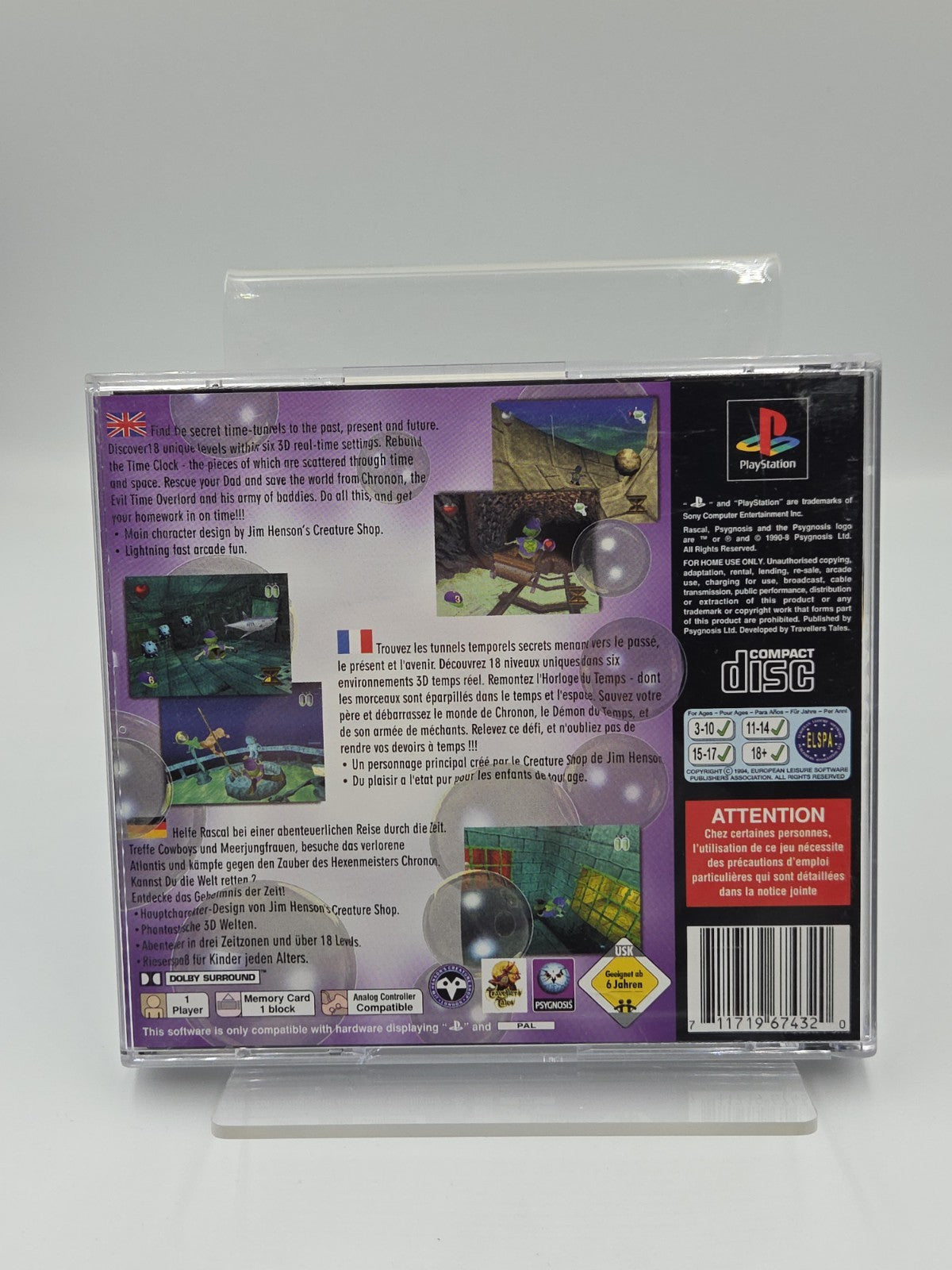 PS1 Playstation 1 Spiel Rascal mit OVP und Anleitung Multilingual
