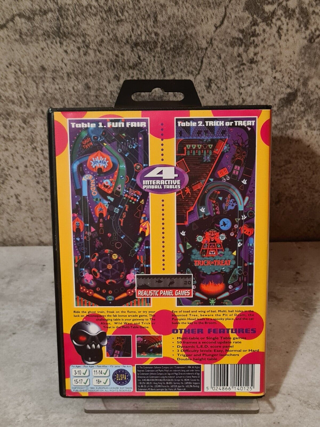 Sega Mega Drive Psycho Pinball mit OVP und Anleitung Multi Language Pappschuber - T-Retro-Games 