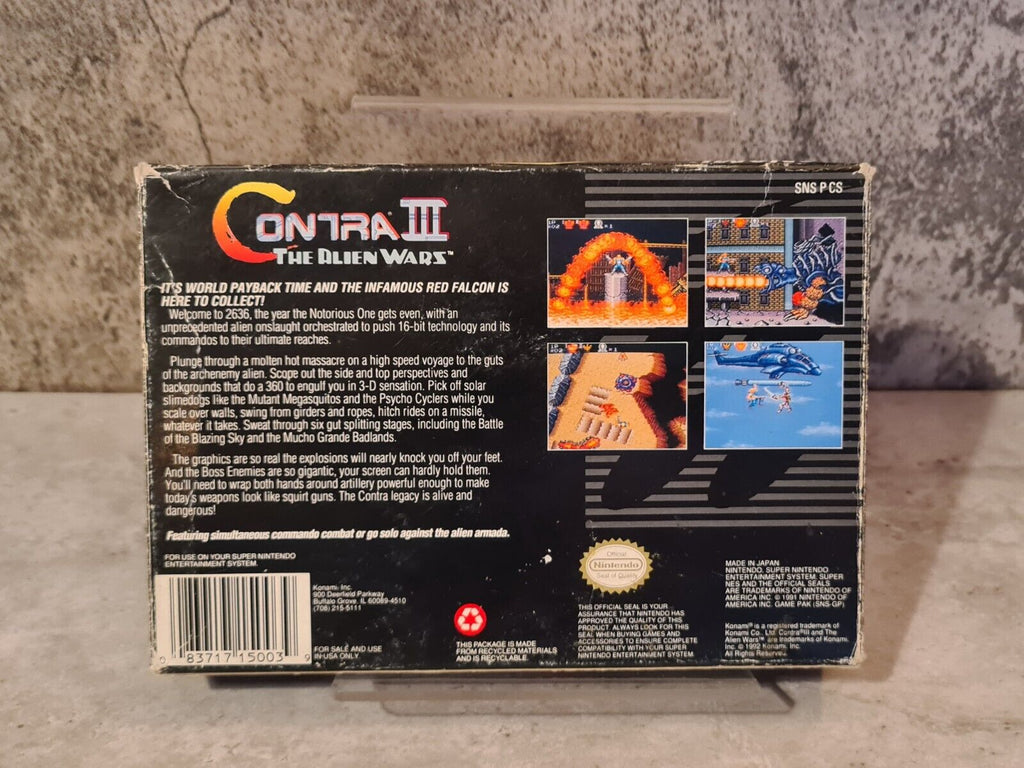 SNES Super Nintendo Contra III The Alien Wars mit OVP und Anleitung NTSC-USA - T-Retro-Games 