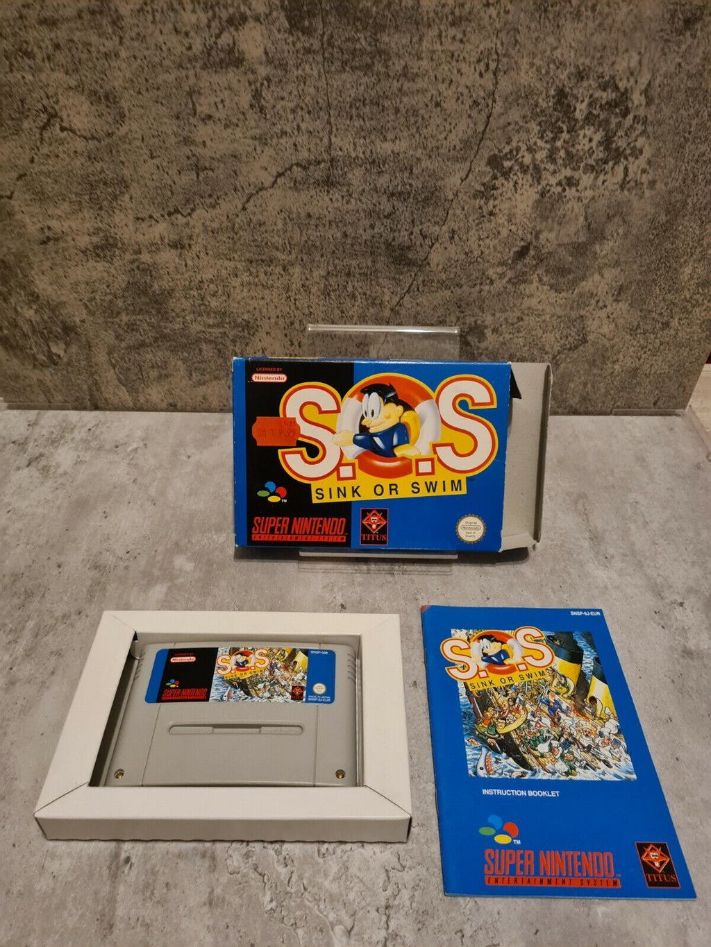 SNES Super Nintendo S.O.S. Sink or Swim mit OVP und Anleitung EUR - T-Retro-Games 