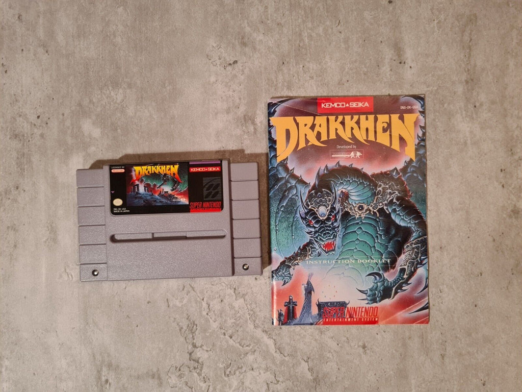 SNES Super Nintendo Drakkhen mit OVP und Anleitung NTSC USA - T-Retro-Games 