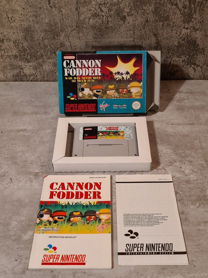 SNES Super Nintendo Cannon Fodder mit OVP und Anleitung EUR - T-Retro-Games 
