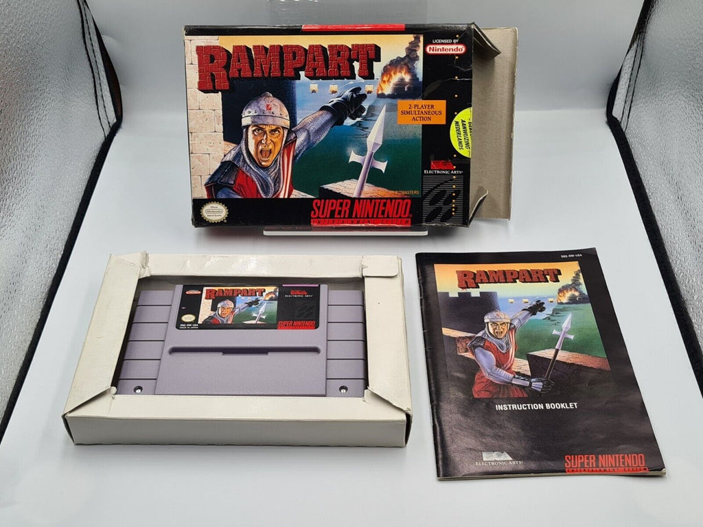 SNES Super Nintendo Rampart mit OVP und Anleitung NTSC-USA - T-Retro-Games 
