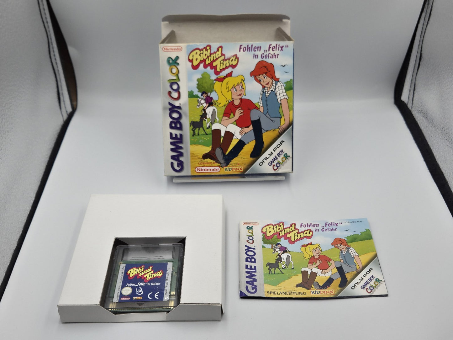 Game Boy Color Bibi und Tina Fohlen Felix in Gefahr mit OVP und Anleitung NOE