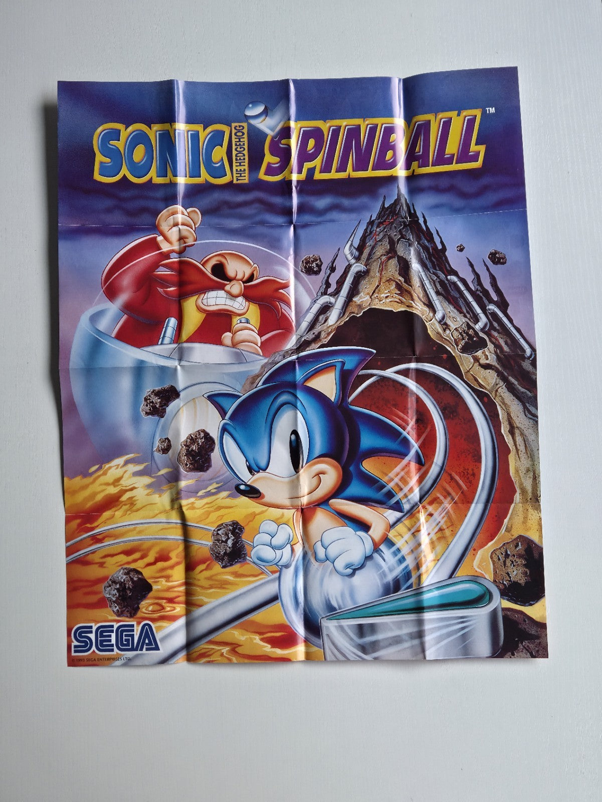 Sega Mega Drive Sonic The Hedgehog Spinball Poster Reklame Flyer Insert 